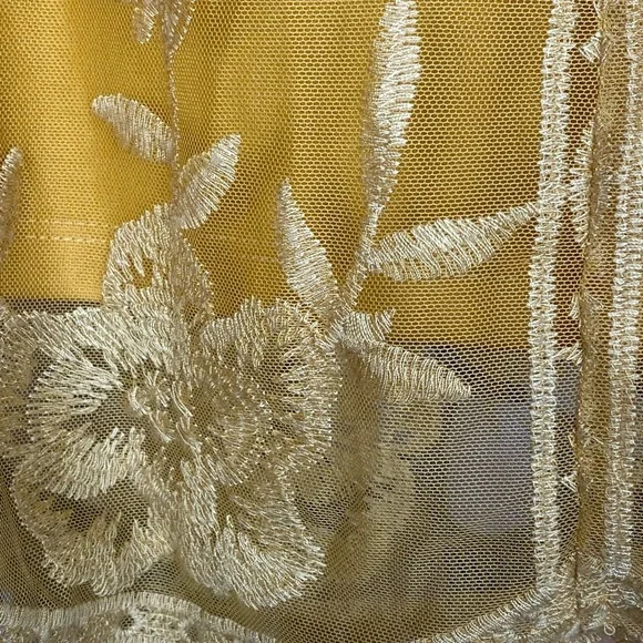 PinkBlush Mustard Lace Overlay Maternity Maxi Dress Boho Women Size Medium - Picture 9 of 11